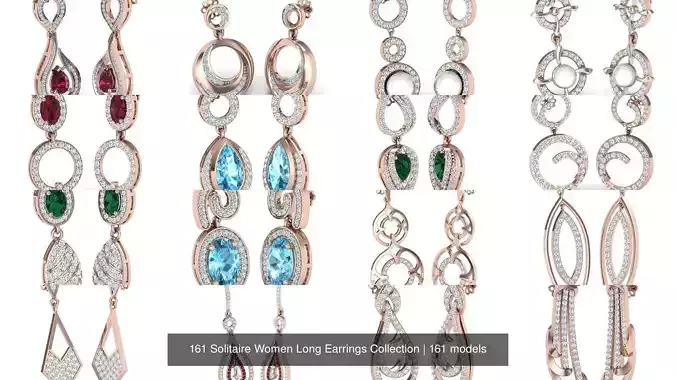 161 Solitaire Women Long Earrings Collection 