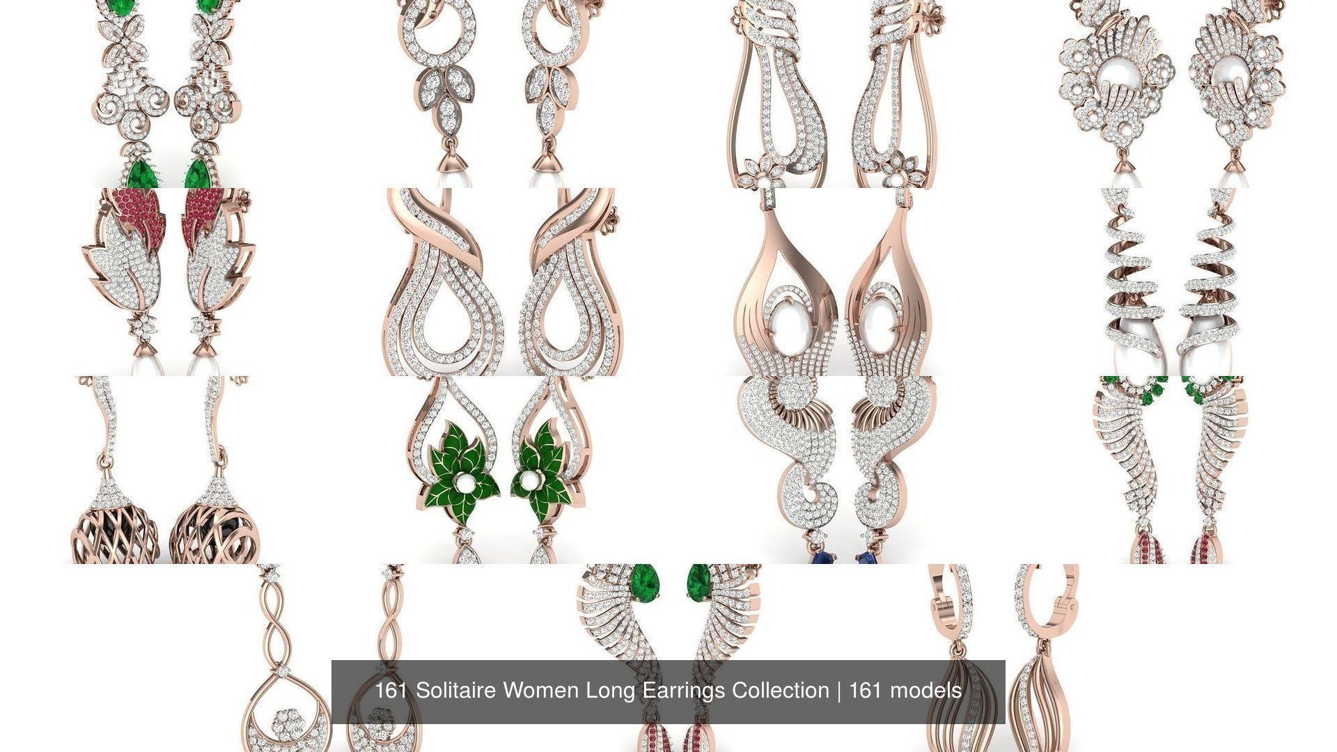 161 Solitaire Women Long Earrings Collection _14