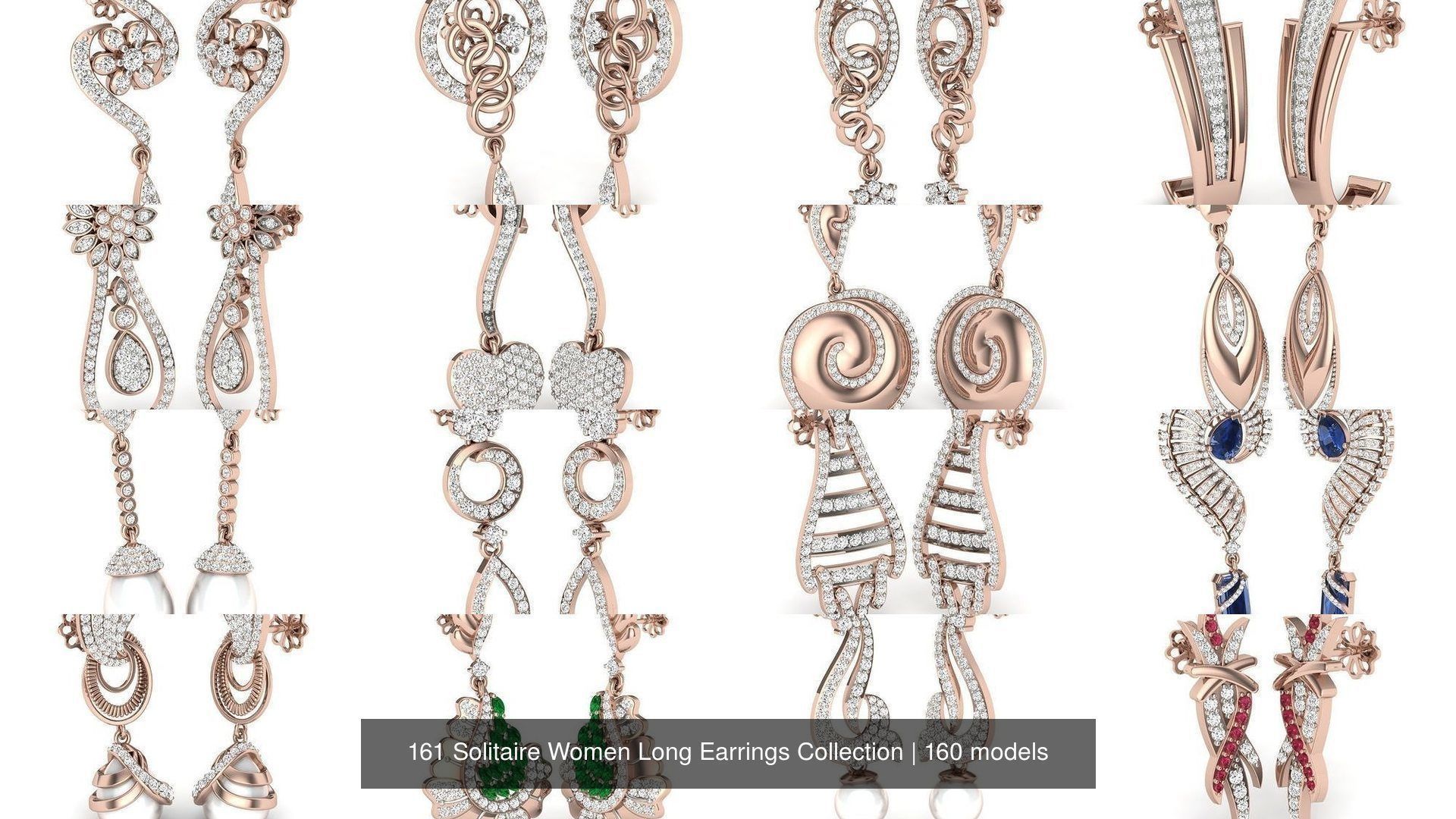 161 Solitaire Women Long Earrings Collection _12