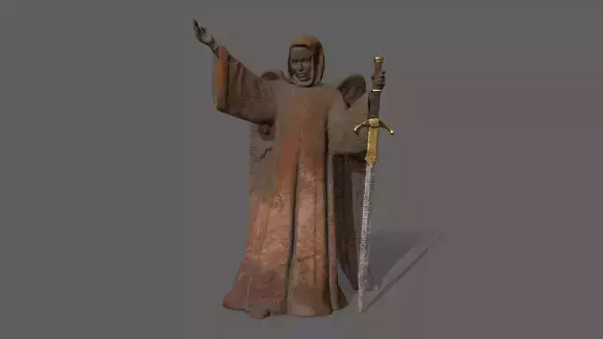 Angel statue of knight holding sword