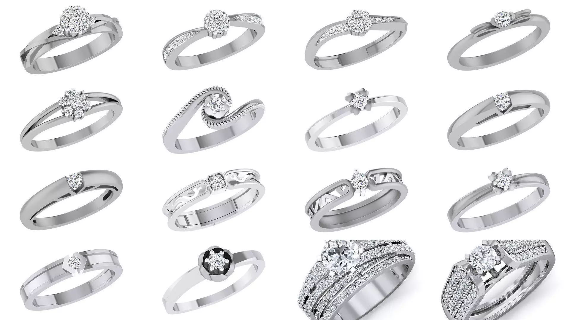 20 Diamond Wedding ring pack 3D Model Collection_0