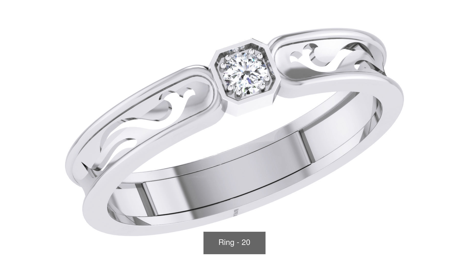 20 Diamond Wedding ring pack 3D Model Collection_10
