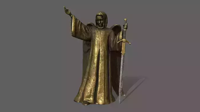 Angel bronze statue Low-poly 3D model