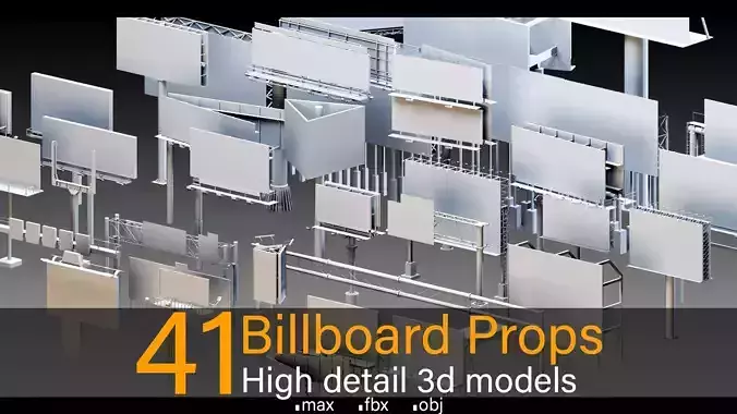 41 Billboard Props- High detail 3d models 3D model