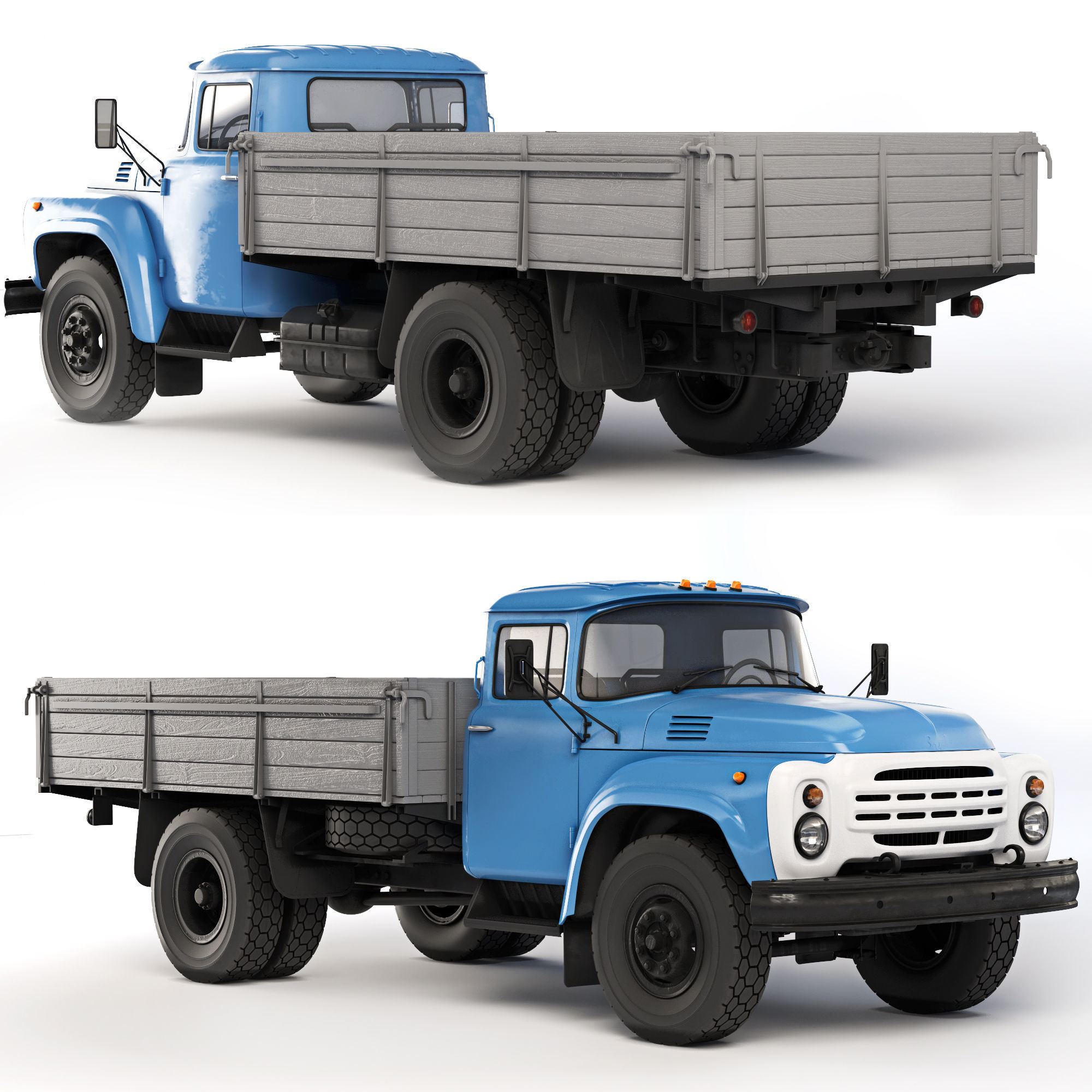 ZIL 130 flatbed body 1978 3D model_12