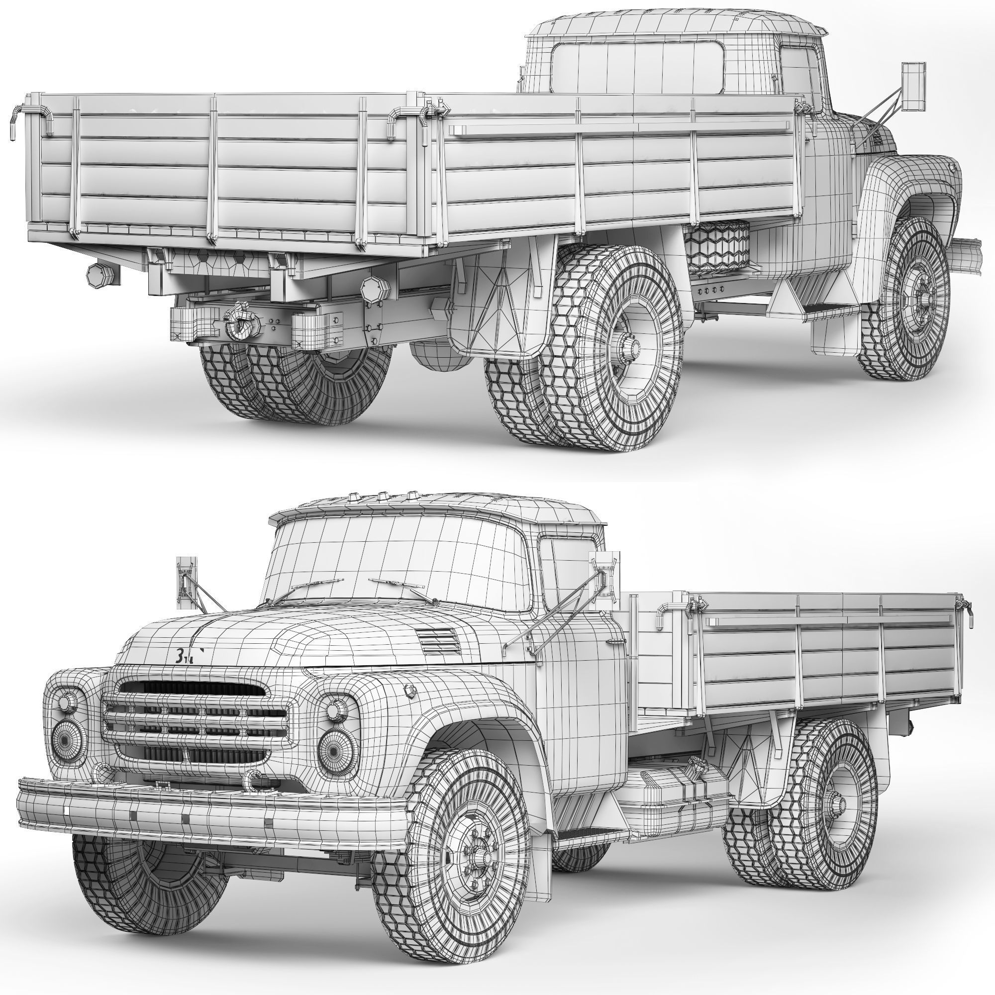 ZIL 130 flatbed body 1978 3D model_9