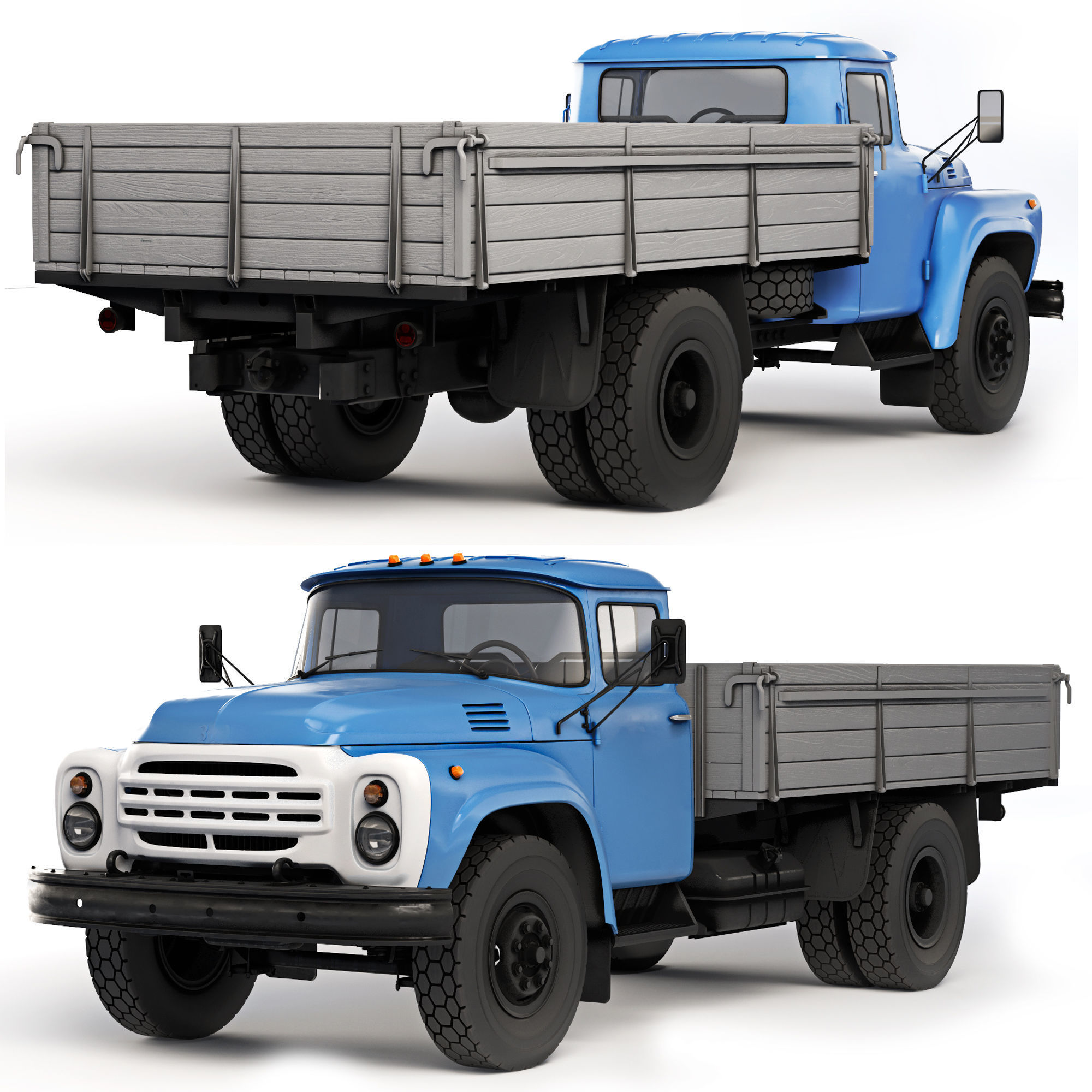 ZIL 130 flatbed body 1978 3D model_11