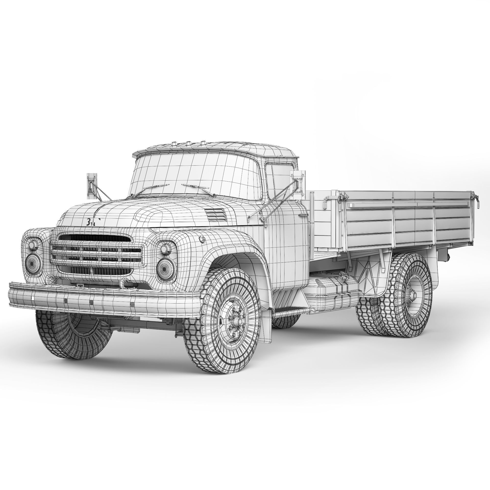 ZIL 130 flatbed body 1978 3D model_8