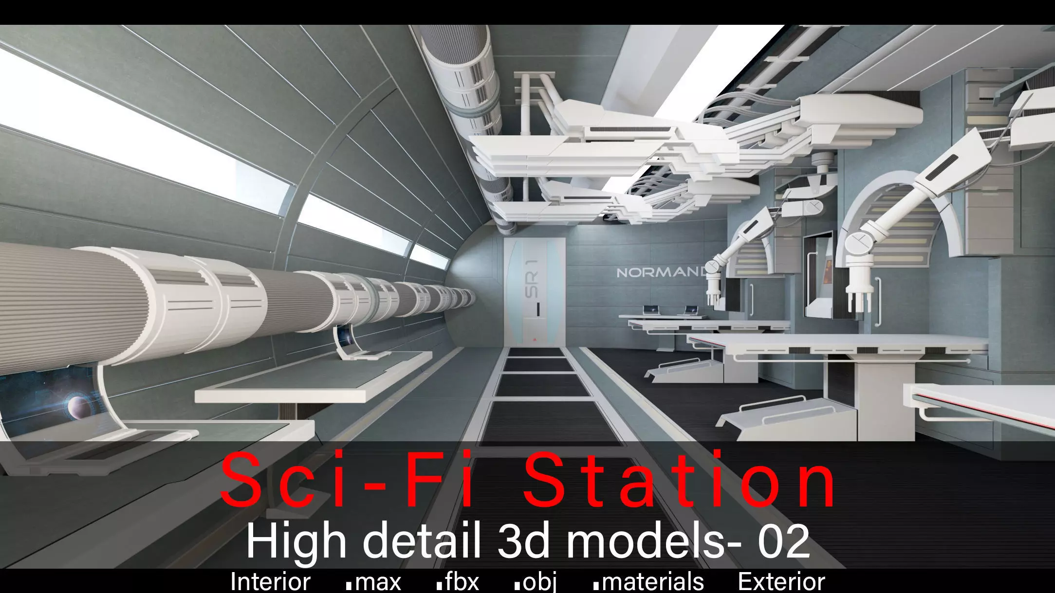Sci-fi Station 02- High detail 3d models Low-poly 3D model_0