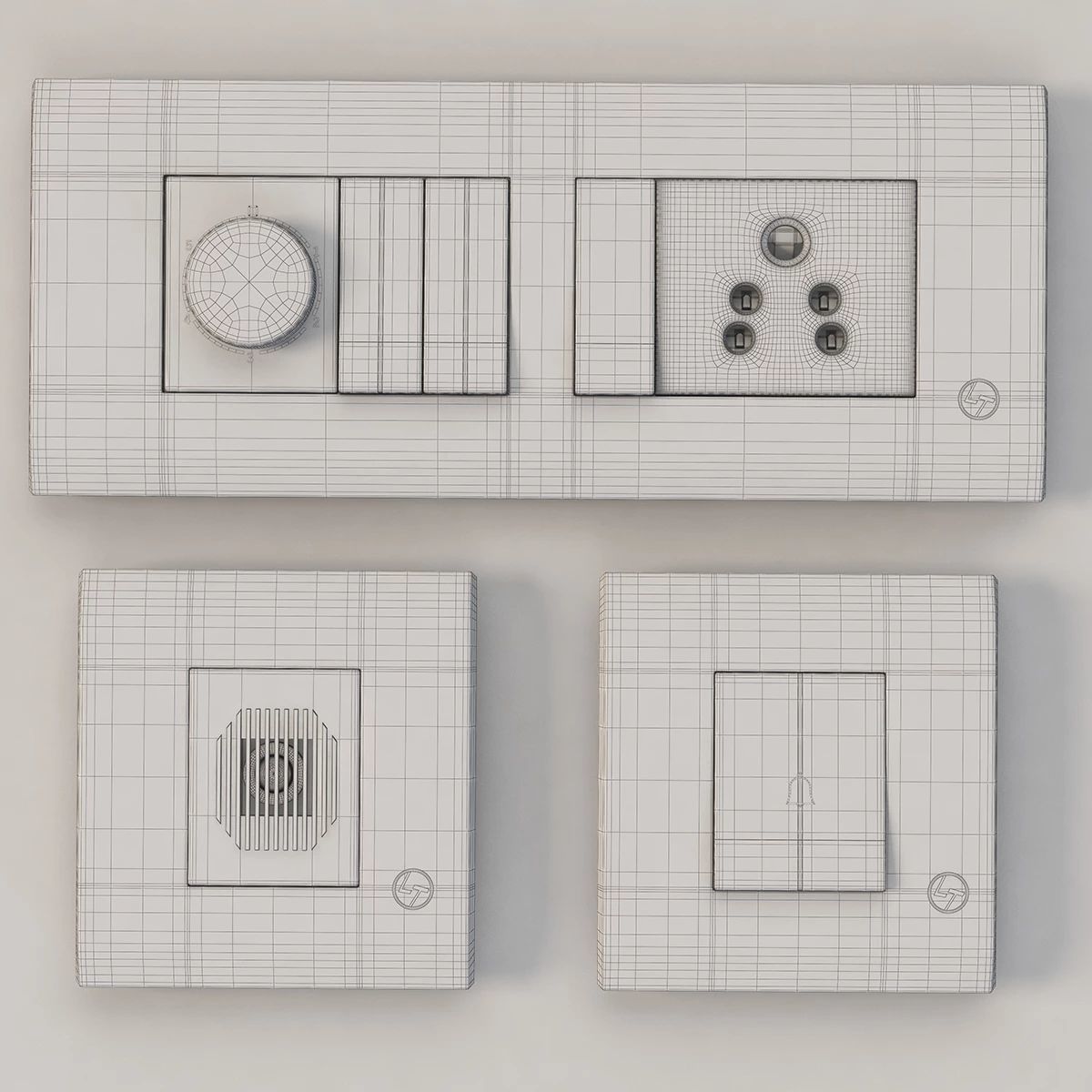 Modular Range Oris Switches and Sockets Set 3D model_8