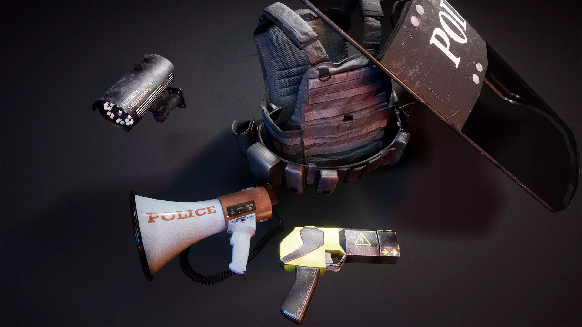 Police Props 23 Assets Low-poly 3D model