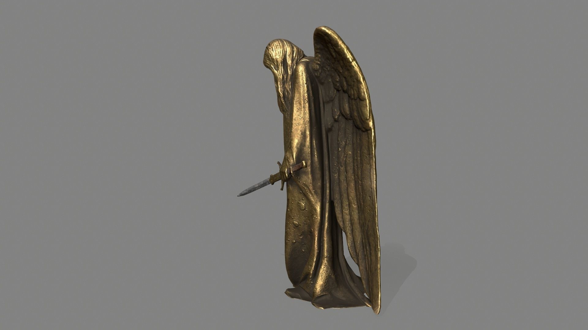 Angel holding sword Low-poly 3D model_2