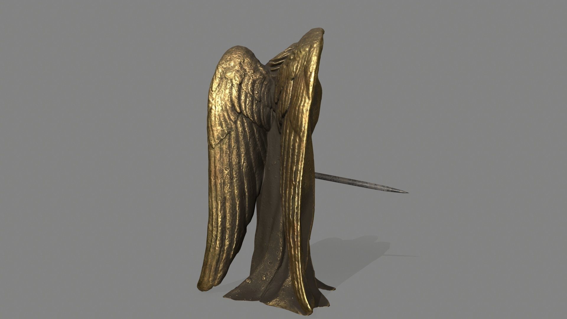Angel holding sword Low-poly 3D model_4
