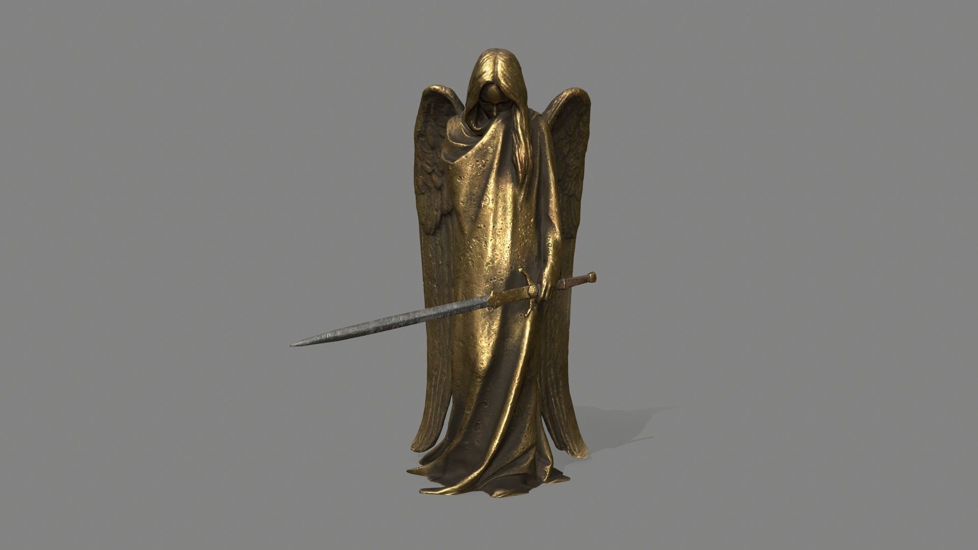Angel holding sword Low-poly 3D model_7