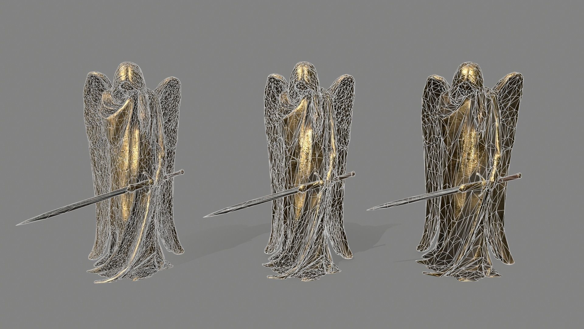 Angel holding sword Low-poly 3D model_9