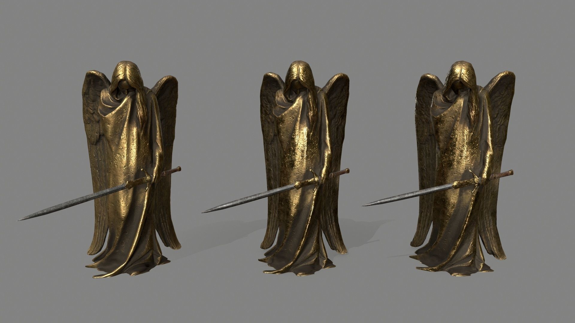 Angel holding sword Low-poly 3D model_8