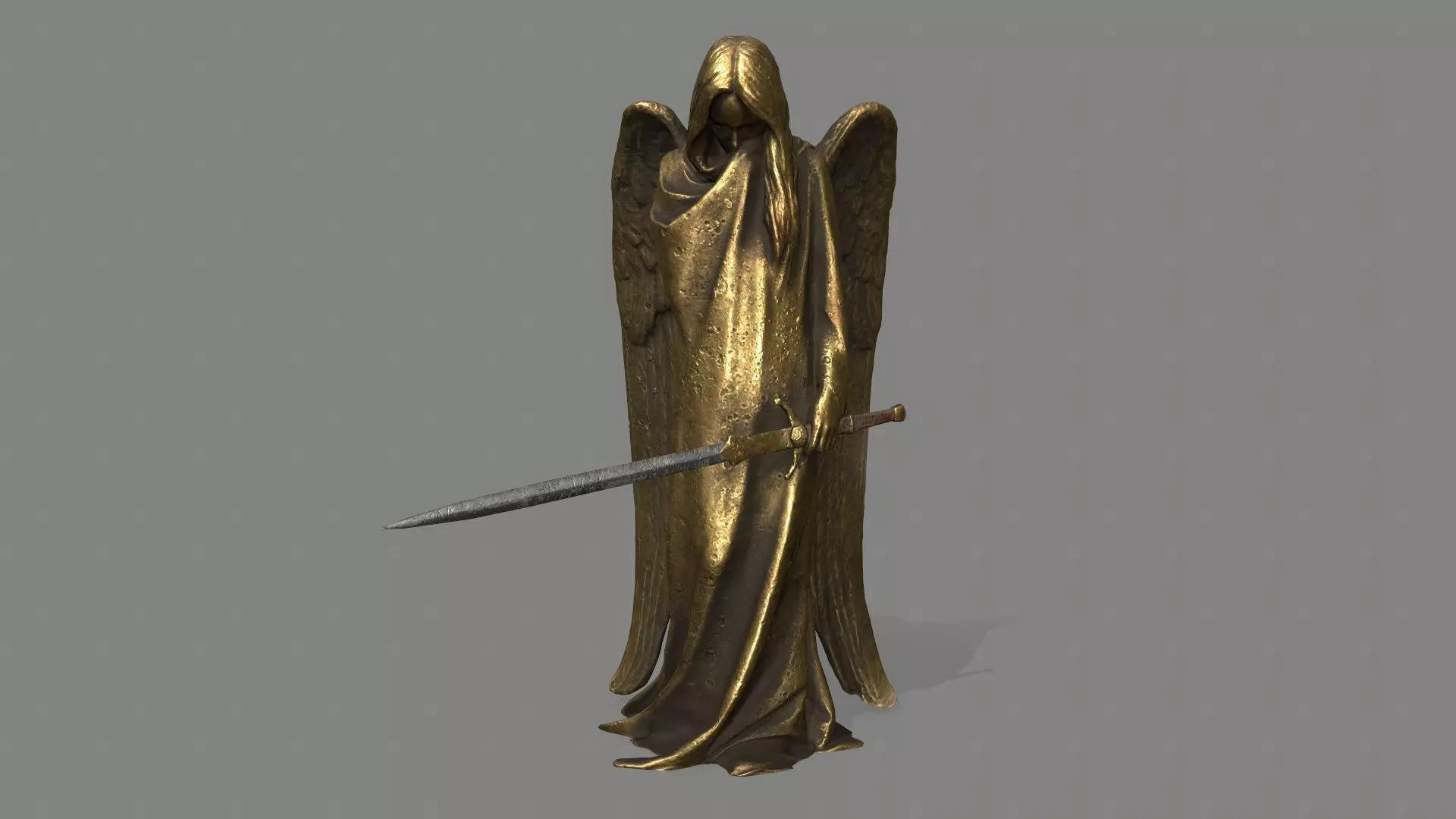Angel holding sword Low-poly 3D model_0