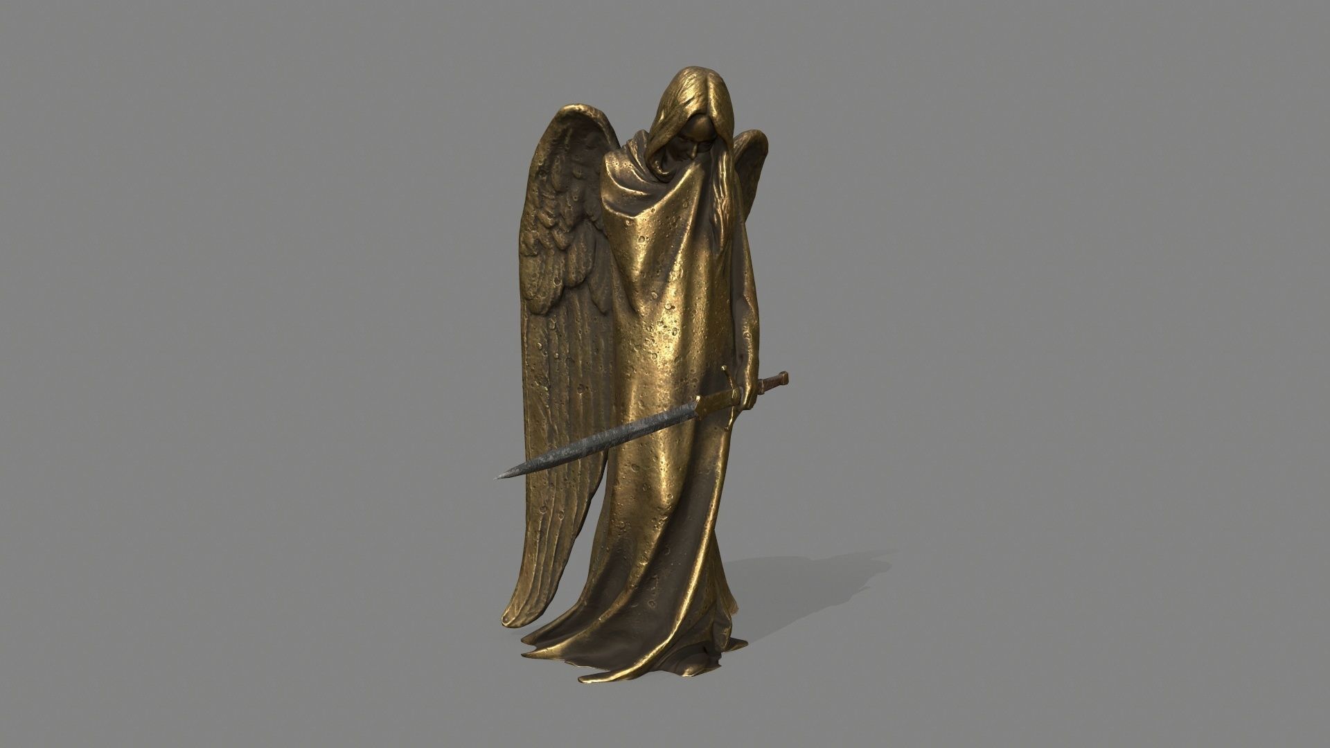 Angel holding sword Low-poly 3D model_6
