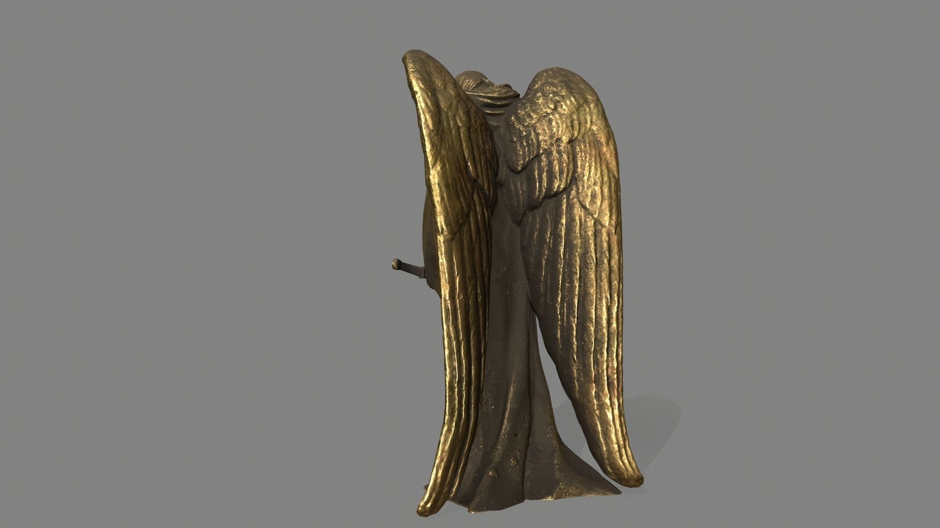Angel holding sword Low-poly 3D model_3