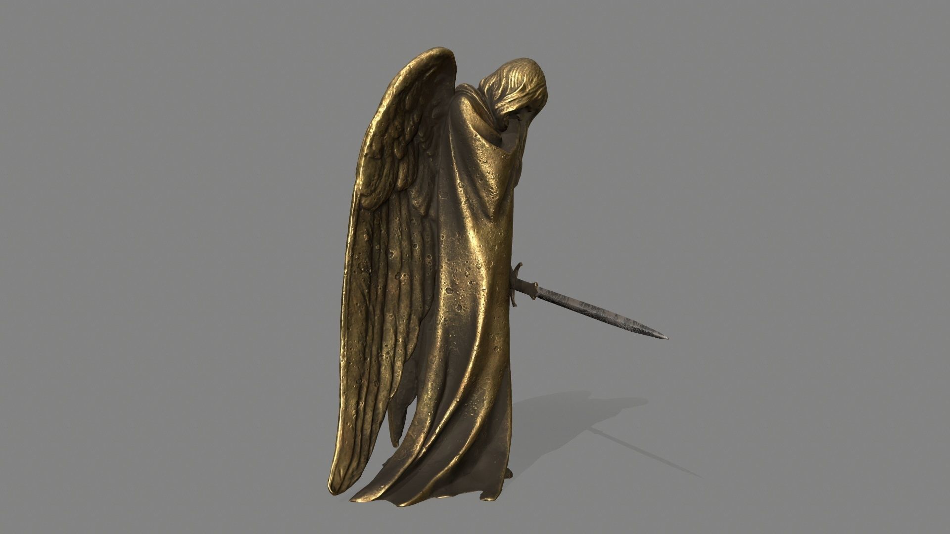 Angel holding sword Low-poly 3D model_5