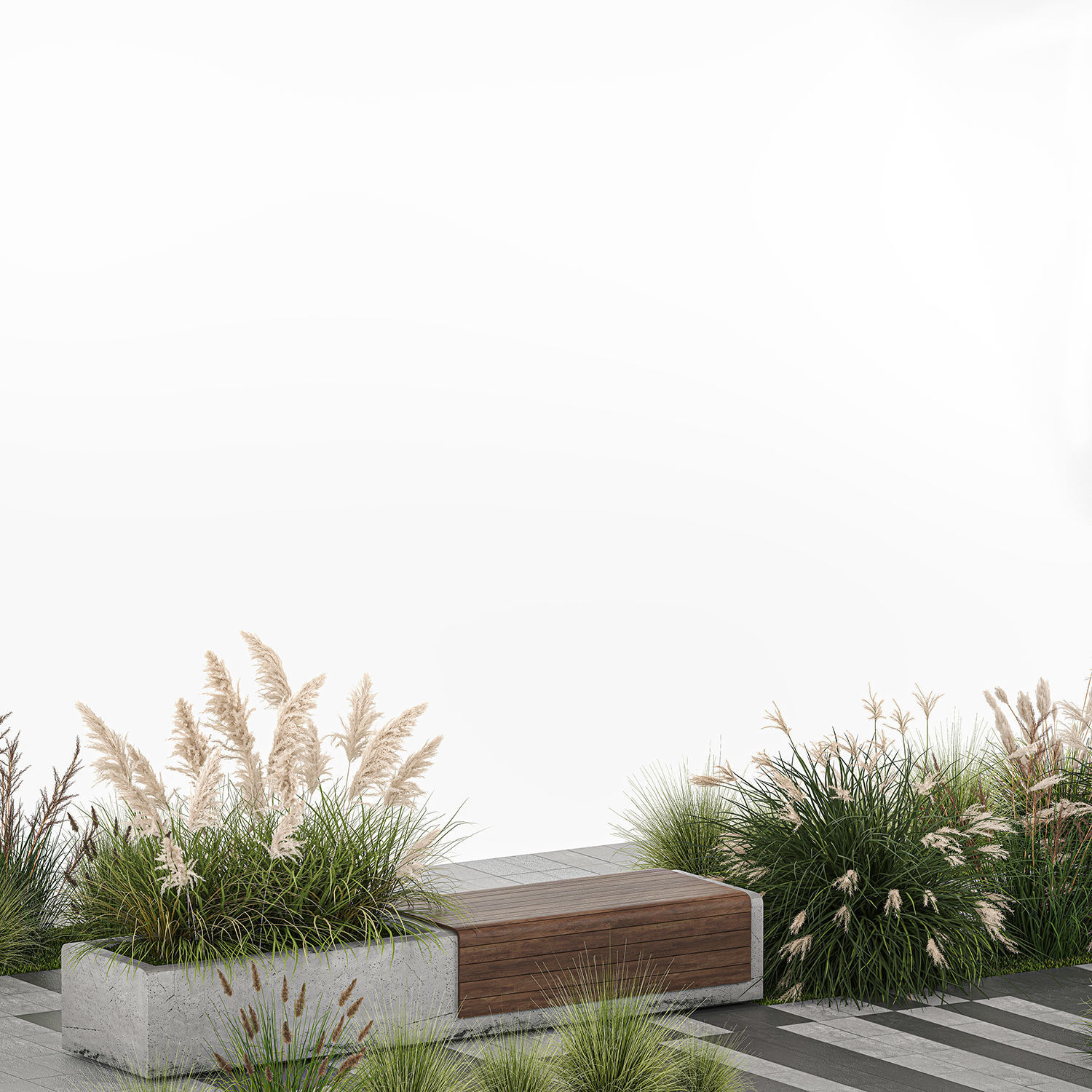 bushes with bench for outdoor environment 1147 3D model_5