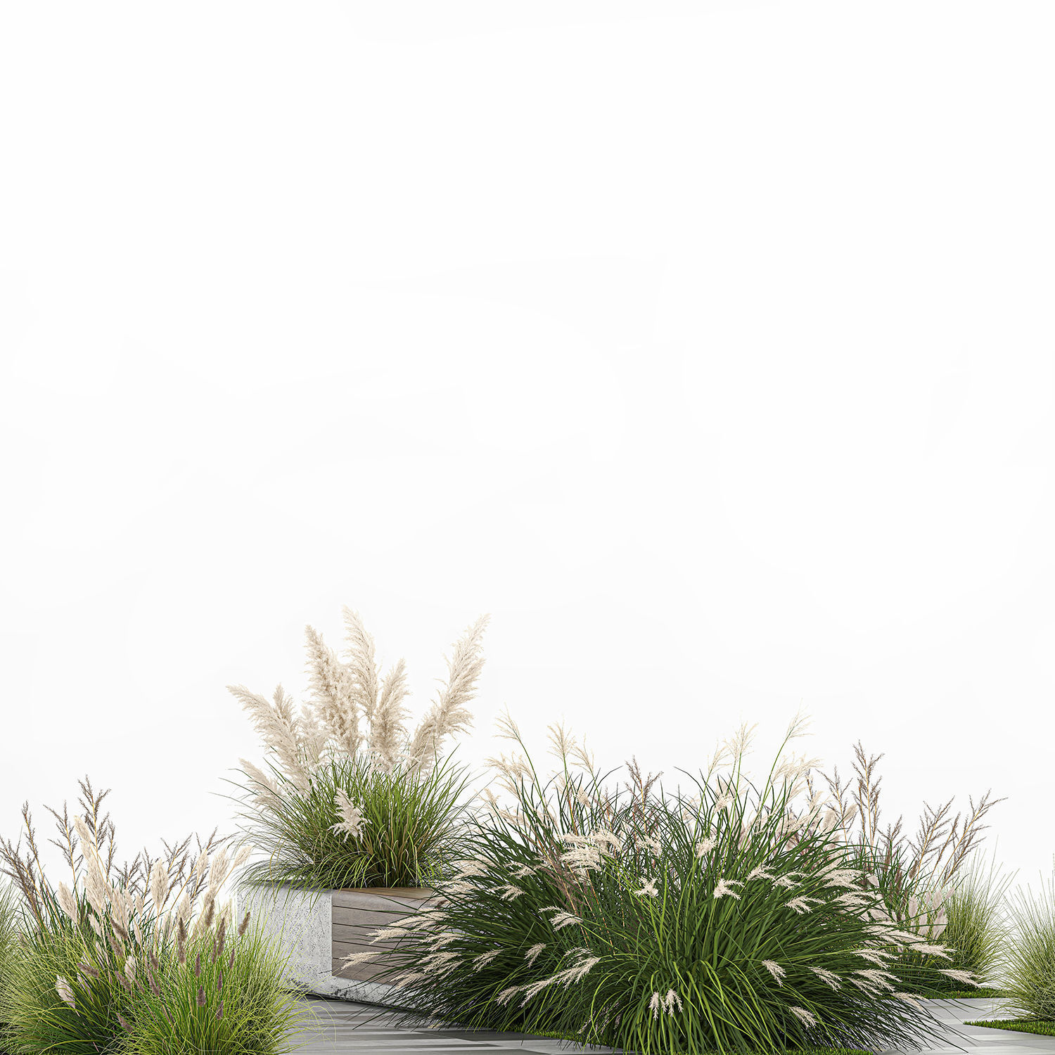 bushes with bench for outdoor environment 1147 3D model_6
