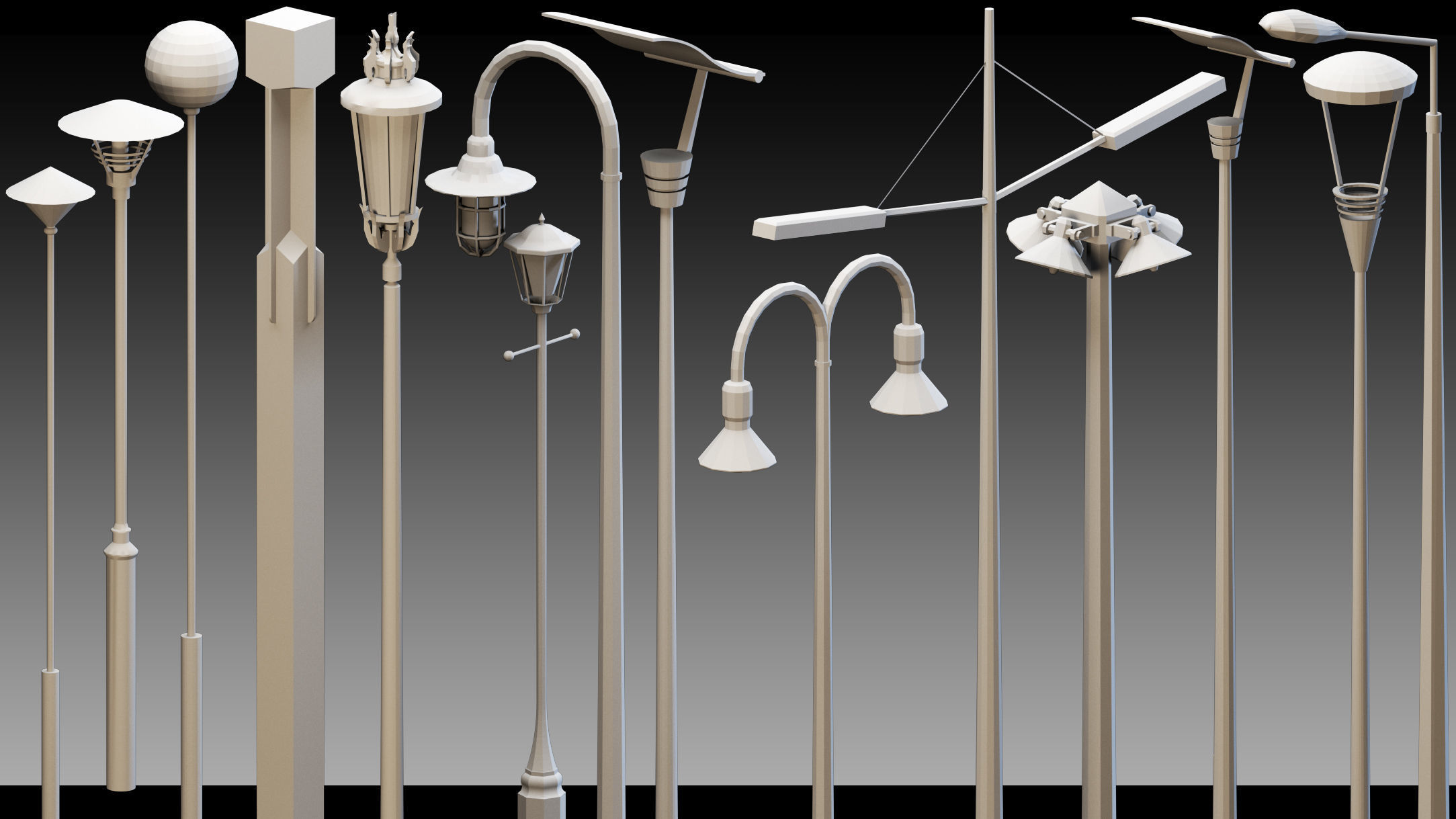110 Urban Lighting Props- Kitbash- High detail 3d models Low-poly 3D model_5