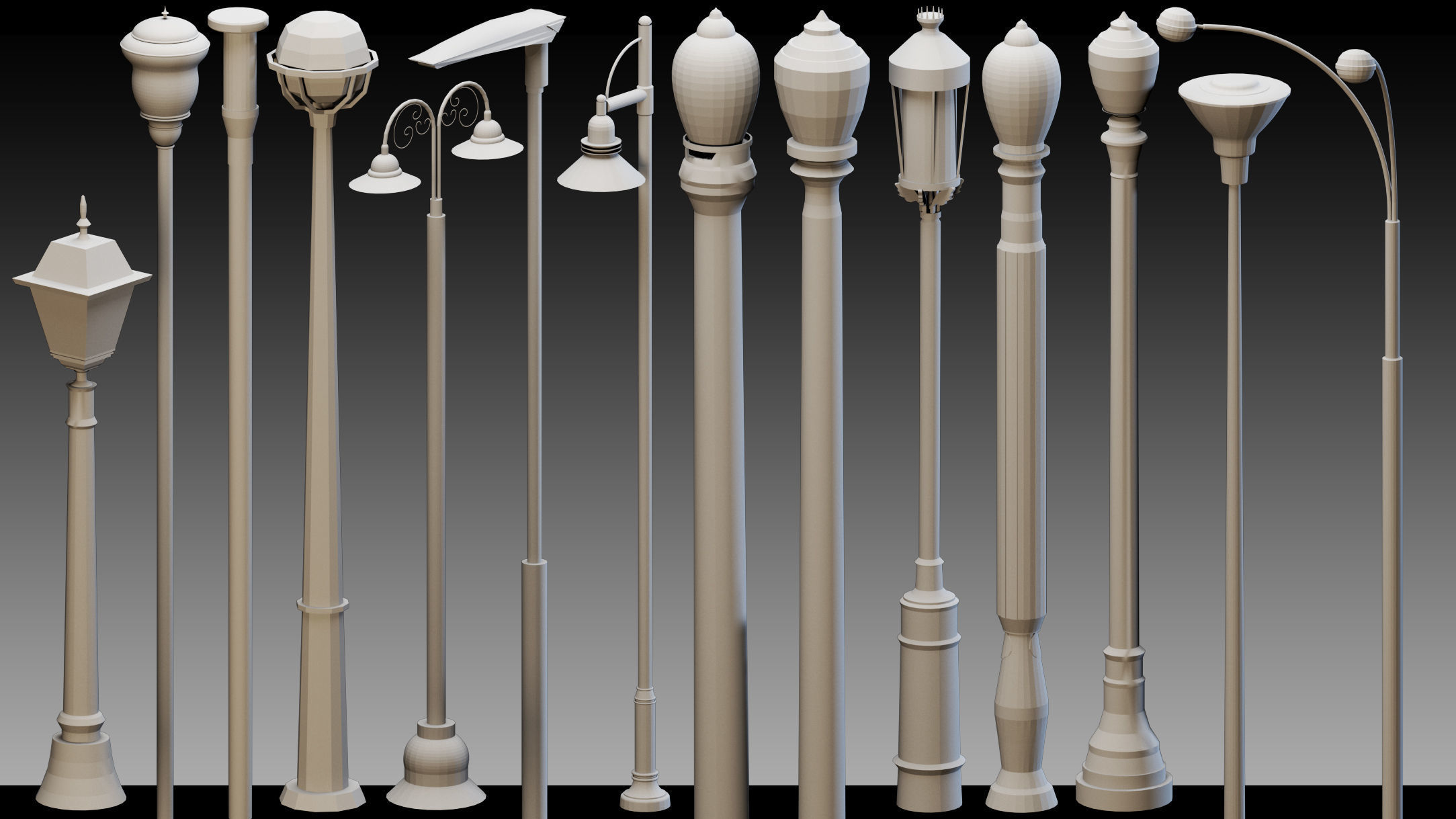 110 Urban Lighting Props- Kitbash- High detail 3d models Low-poly 3D model_3