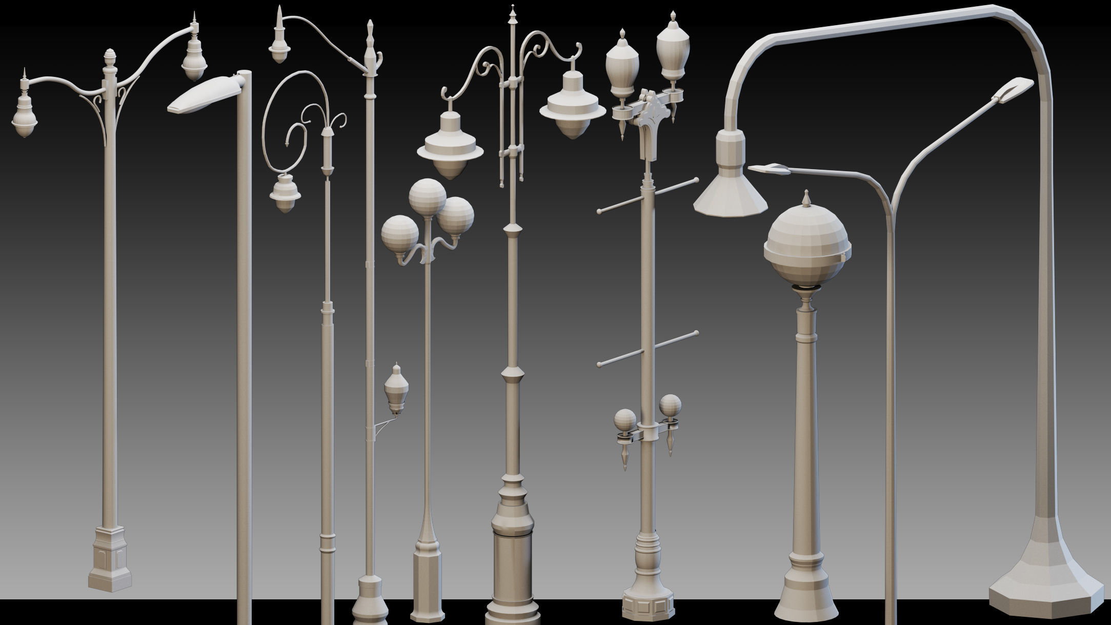 110 Urban Lighting Props- Kitbash- High detail 3d models Low-poly 3D model_2
