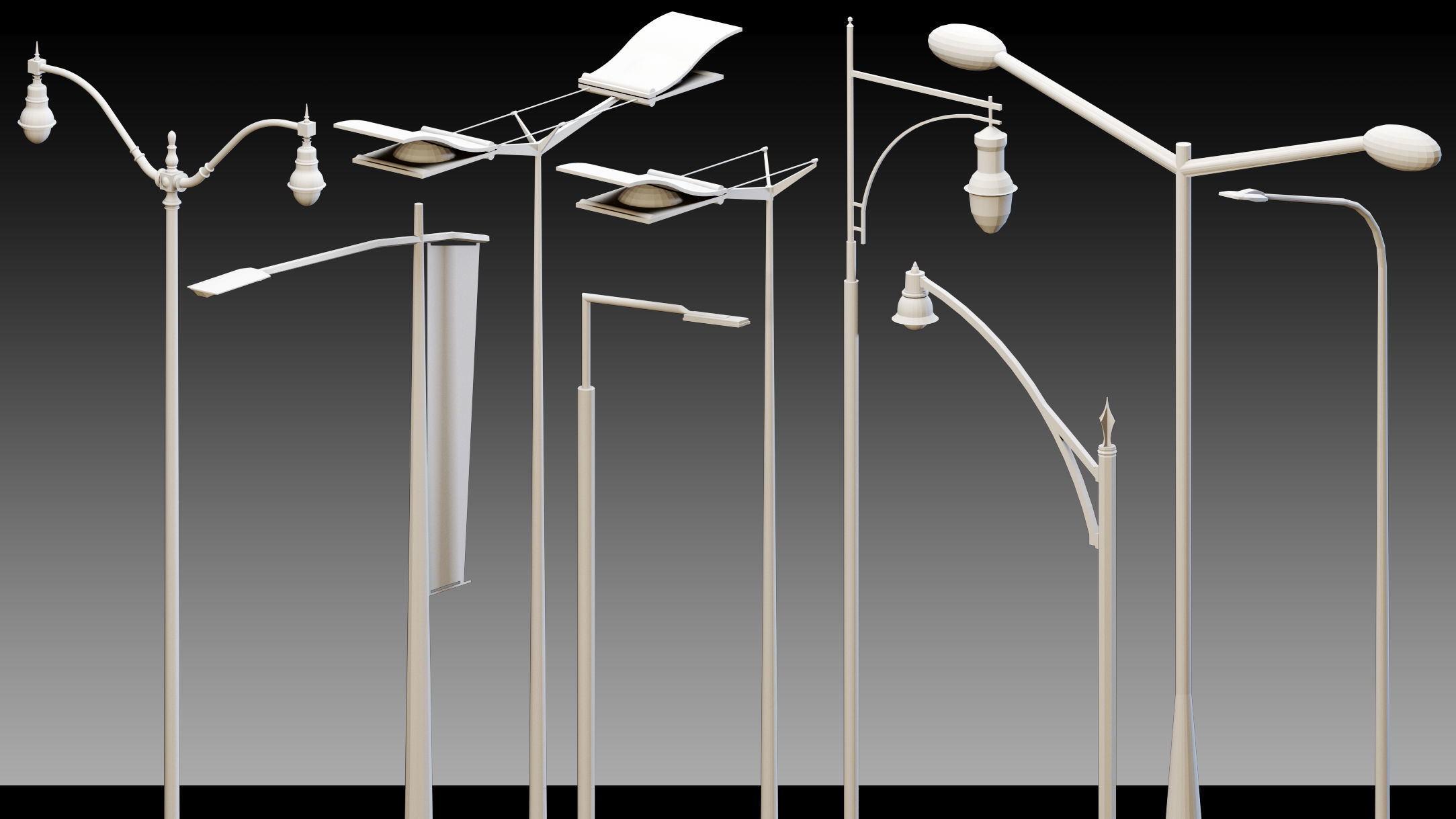 110 Urban Lighting Props- Kitbash- High detail 3d models Low-poly 3D model_4