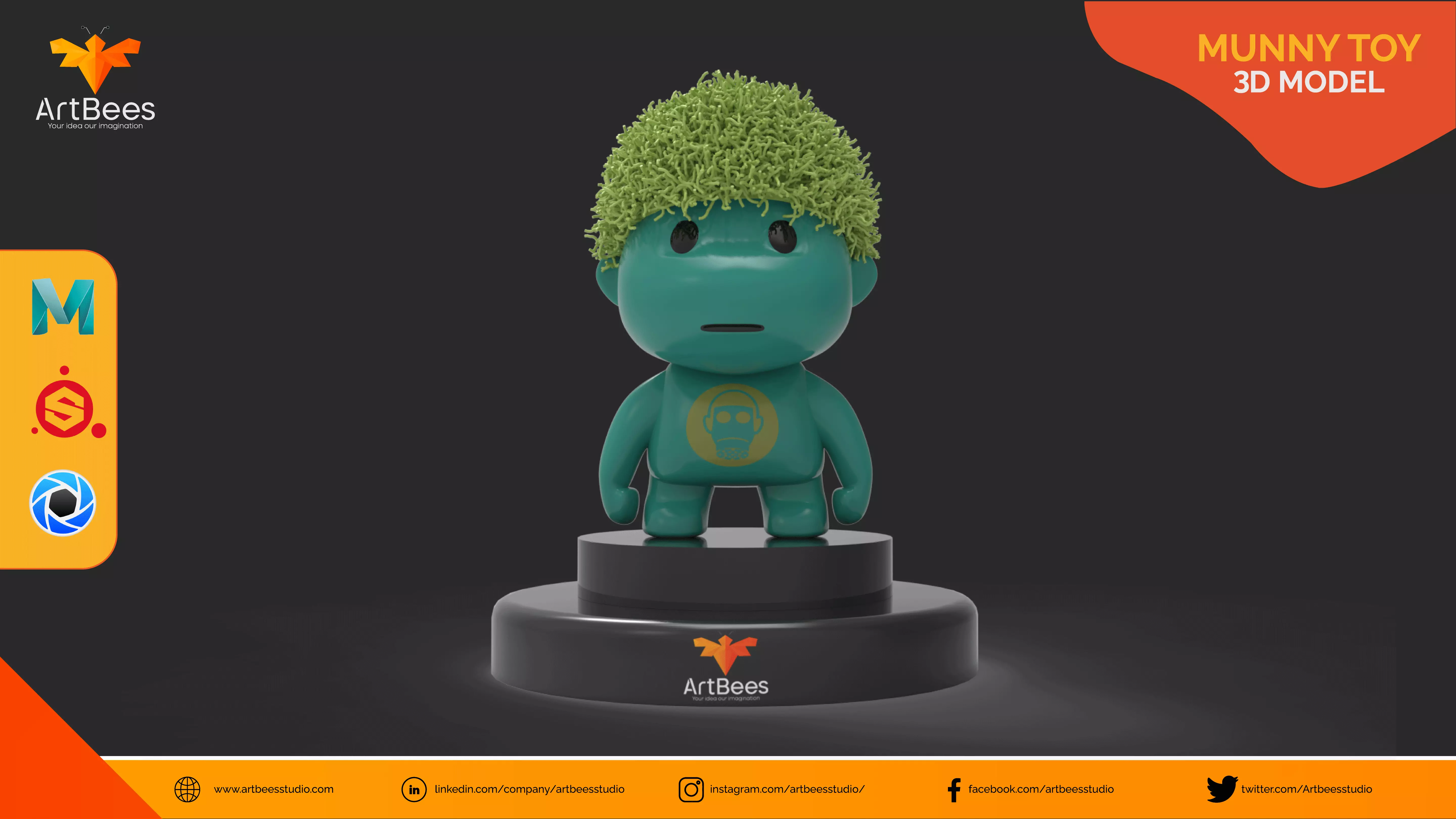 Funny Monkey kid character  3D model_0