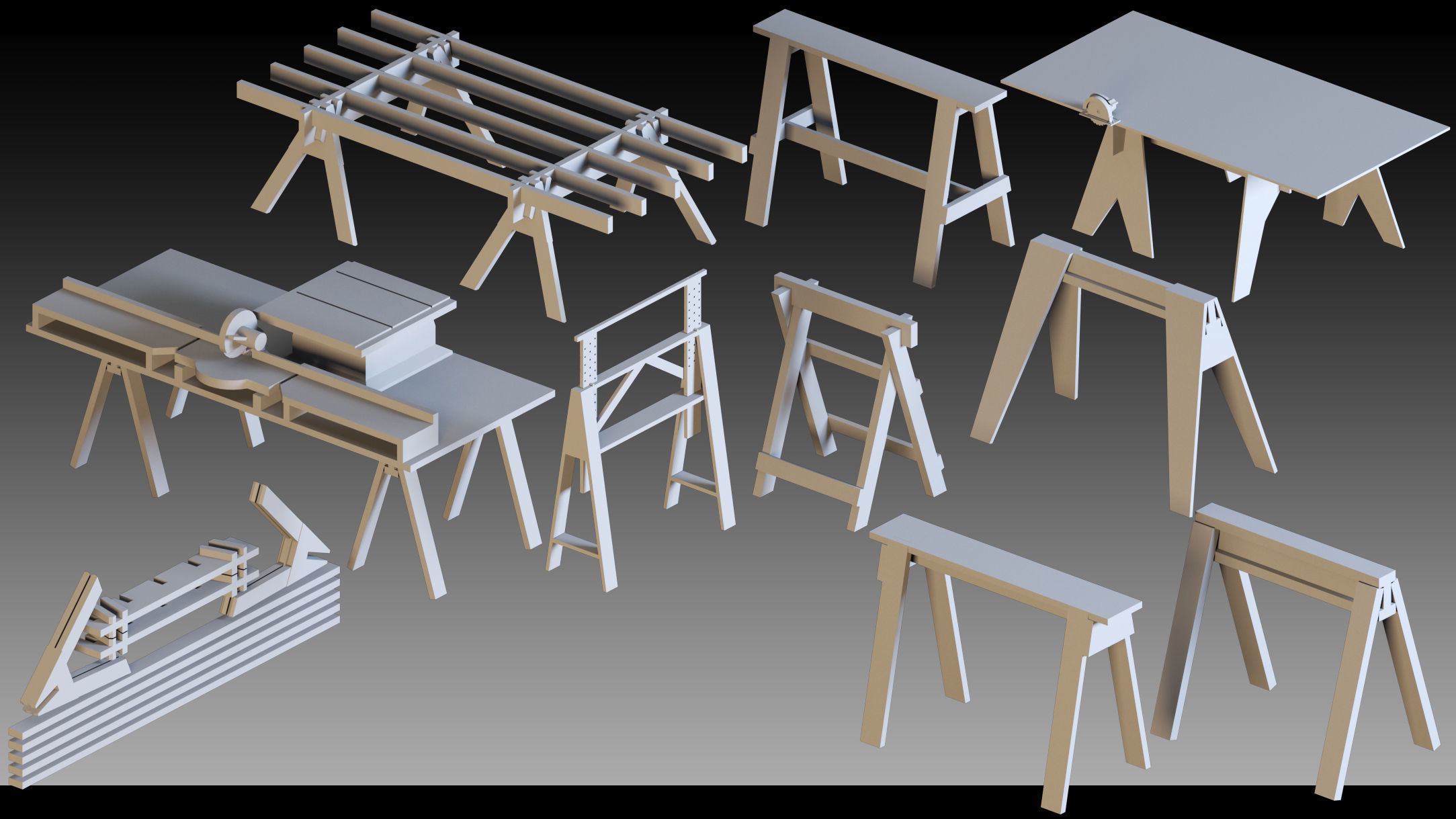 70 Wooden Props- Kitbash- High detail 3d models Low-poly 3D model_3