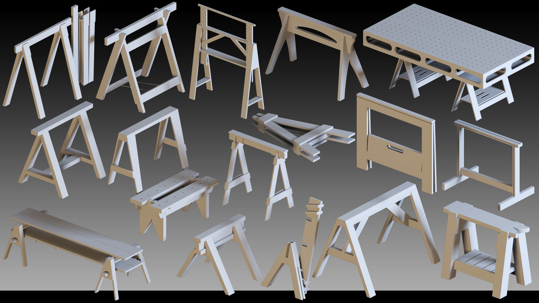 70 Wooden Props- Kitbash- High detail 3d models Low-poly 3D model_2