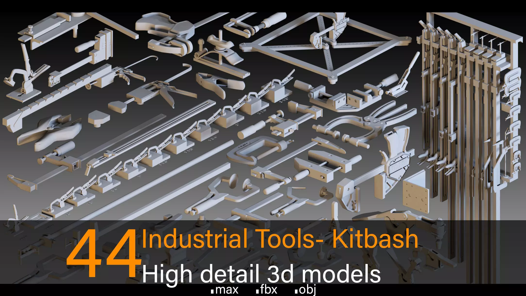 44 Industrial Tools- Kitbash- High detail 3d models 3D model_0