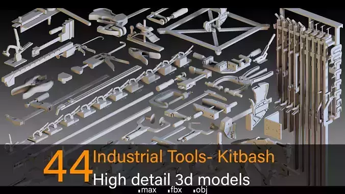 44 Industrial Tools- Kitbash- High detail 3d models