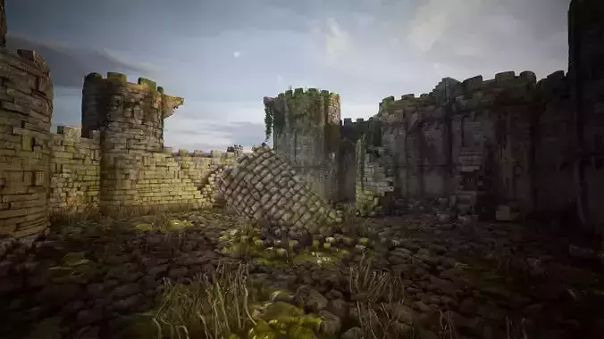 Overgrown Medieval Castle  Walls And Towers  45 Assets