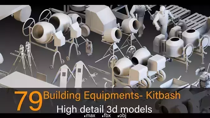 79 Building Equipments- Kitbash- High detail 3d models 3D model 79 Building Equipments- Kitbash- High detail 3d models 3D model