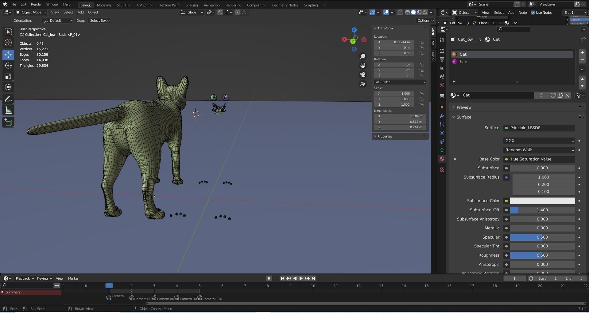 Calico Cat rigged and animated V3 Low-poly 3D model_27