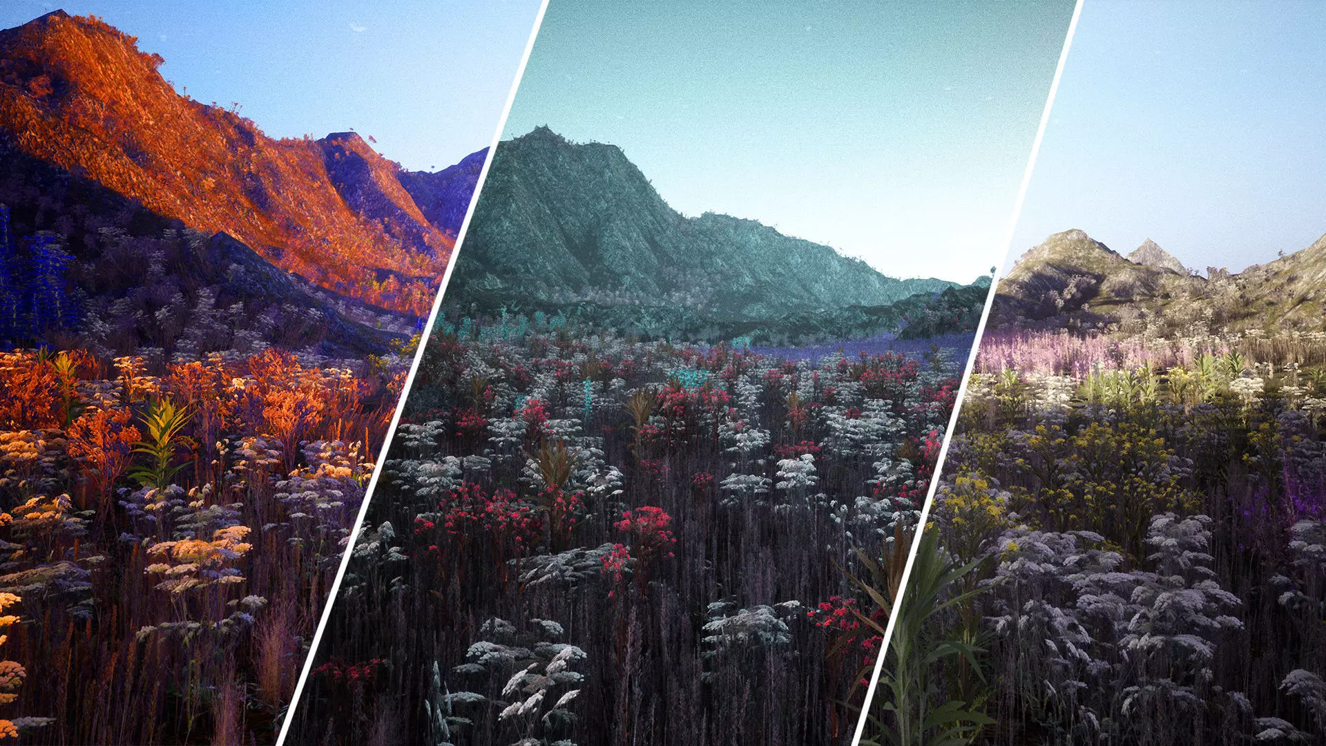 Mountains And Meadows Outdoor Environment Low-poly 3D model