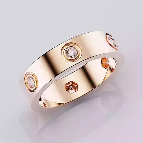Wedding rings Love Collection All Sizes 6 stones version 2 3D print model