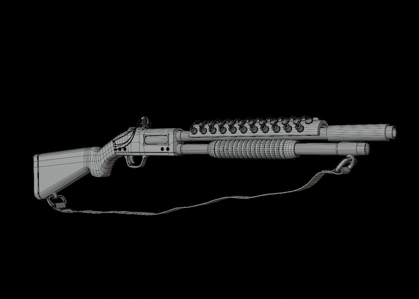 Rail Shotgun Low-poly 3D model_14