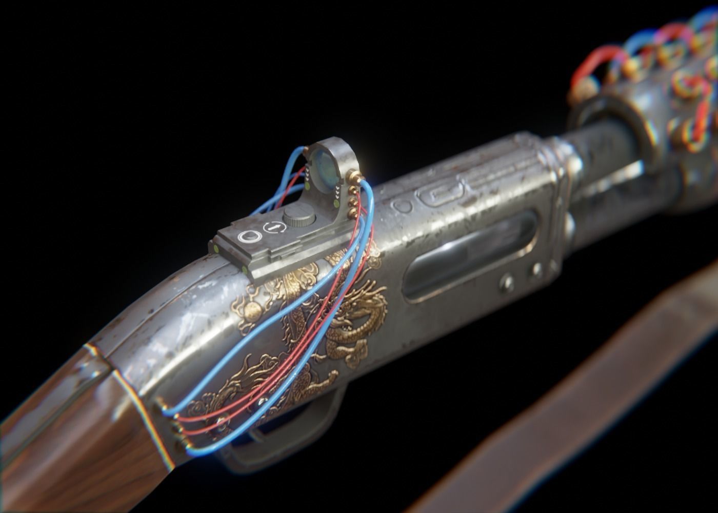 Rail Shotgun Low-poly 3D model_9