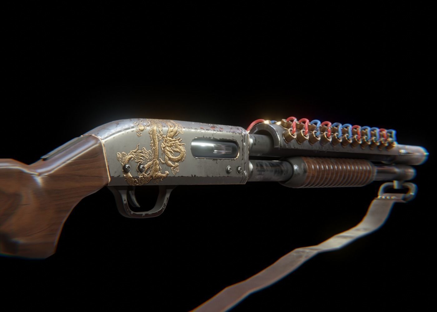 Rail Shotgun Low-poly 3D model_7