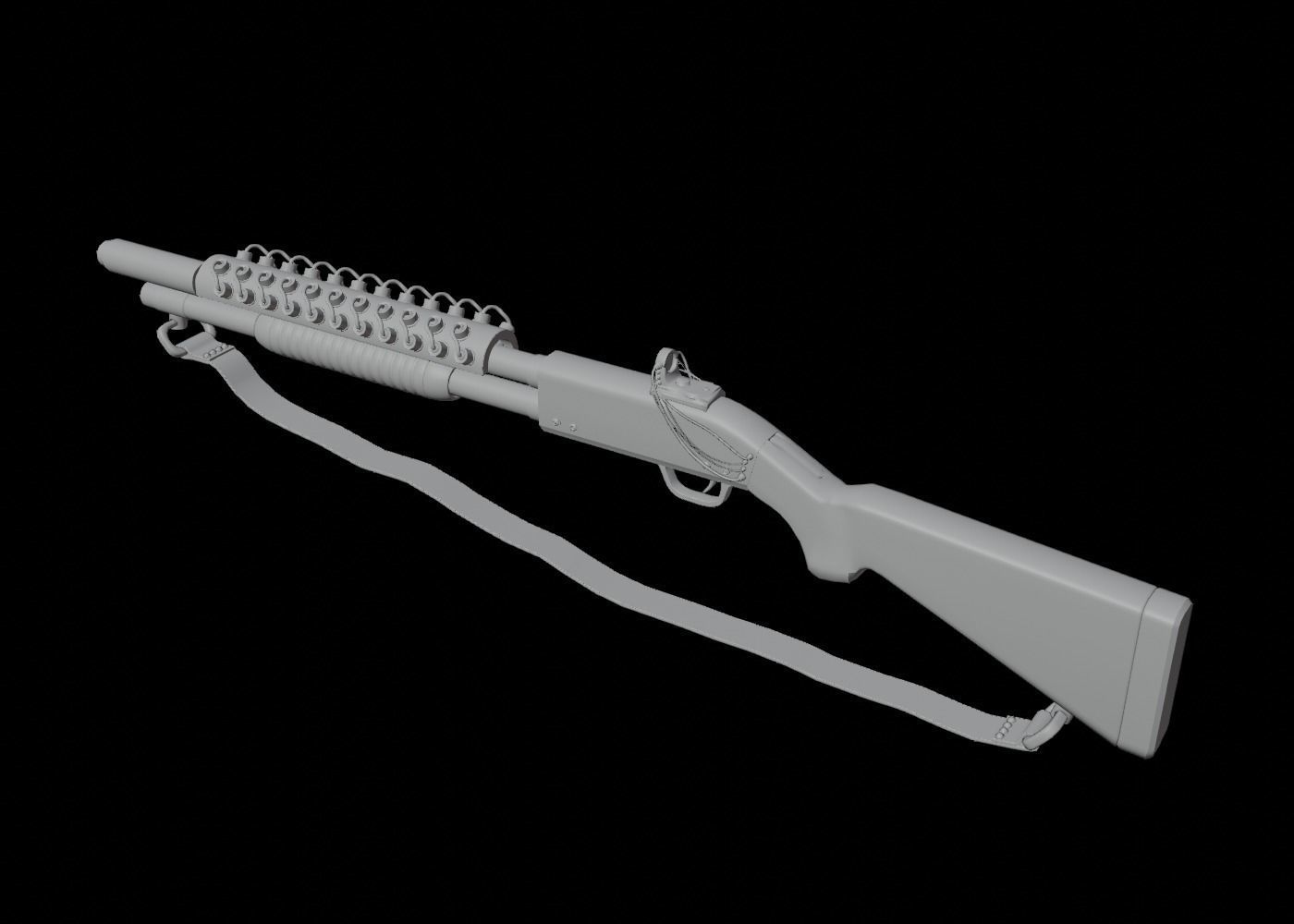 Rail Shotgun Low-poly 3D model_12