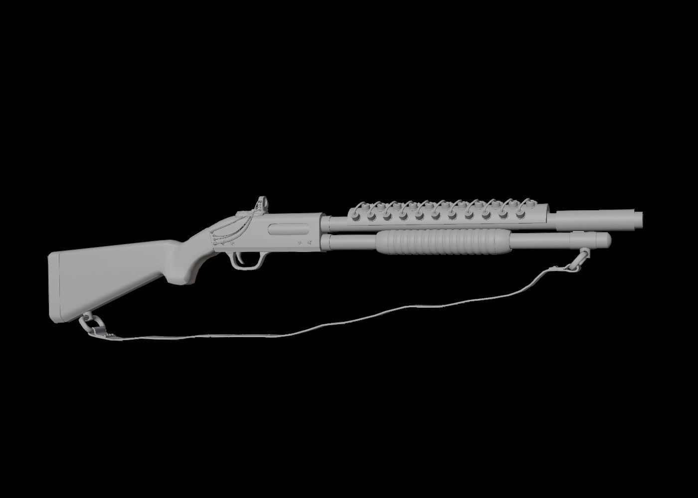 Rail Shotgun Low-poly 3D model_11