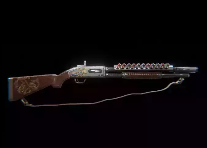 Rail Shotgun Low-poly 3D model