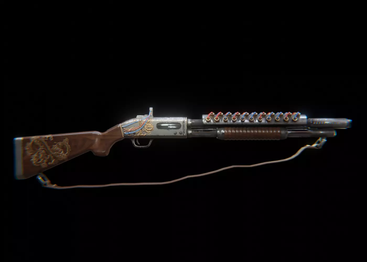 Rail Shotgun Low-poly 3D model_0