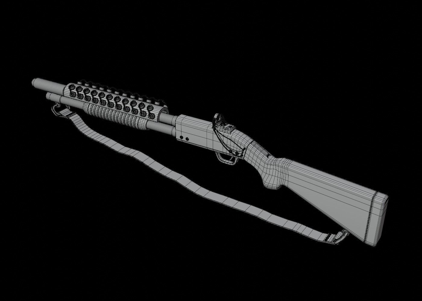 Rail Shotgun Low-poly 3D model_13