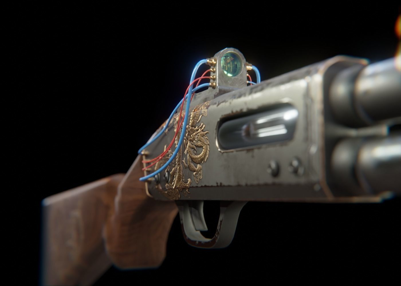 Rail Shotgun Low-poly 3D model_1