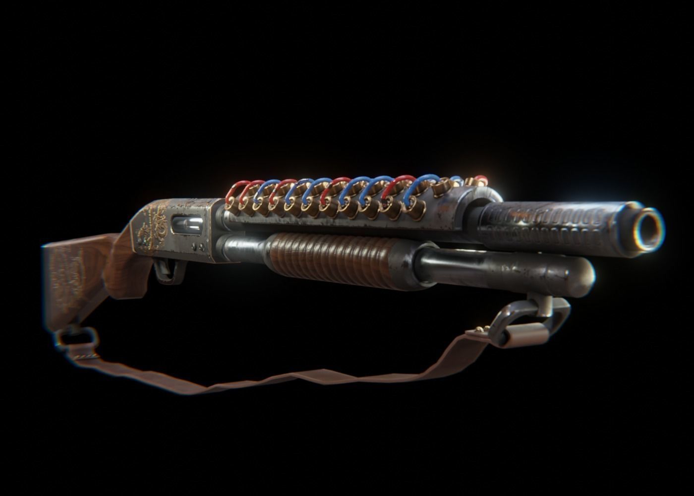 Rail Shotgun Low-poly 3D model_8